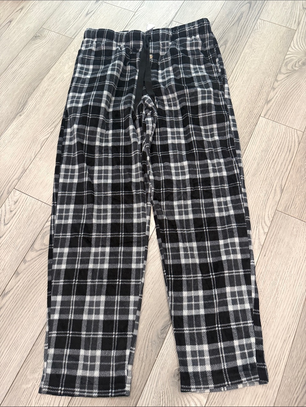 Fruit of the Loom Black & White Plaid Men's Lounge Pants